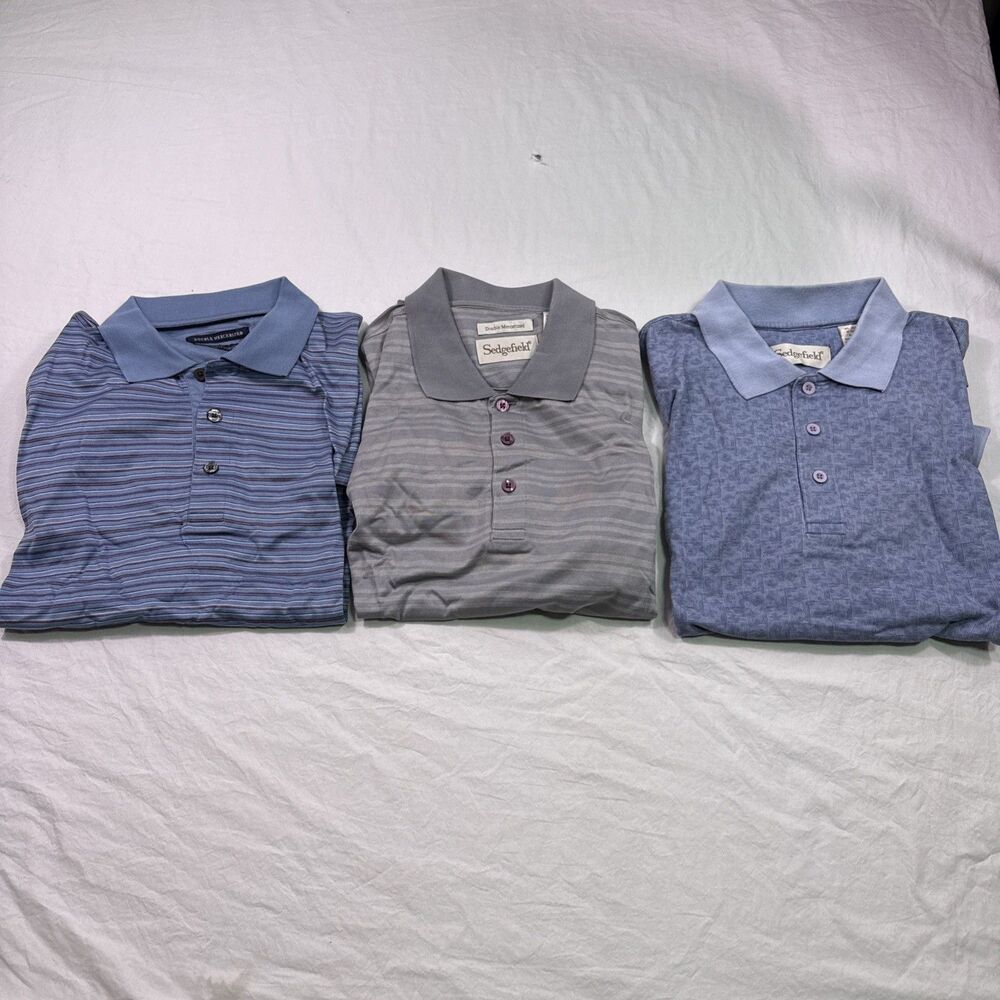 Sedgefield Mercerized Men’s Large Vintage Short Sleeve Polo Lot Of 3